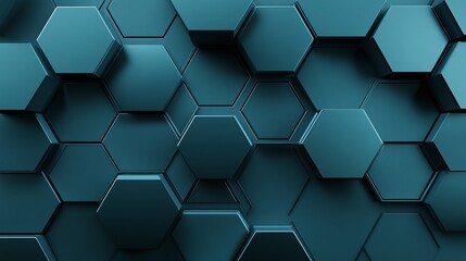 Abstract futuristic hexagonal pattern with 3D effect, showcasing modern geometric design in blue tones, perfect for backgrounds and technology themes.