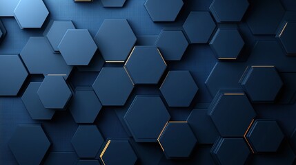 Poster - Abstract geometric background with dark blue hexagon shapes, creating a modern and futuristic design.