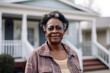 © NikoG - Portrait of a senior African American woman in front of suburban home