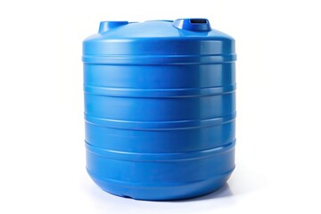 Blue plastic water storage tank on white background Low Angle, white background, storage,blue, low angle, tank