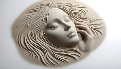 Wall Mural - illustration of a woman's face made of sand with generative AI creation