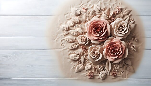illustration with flowers made of sand with generative AI technology