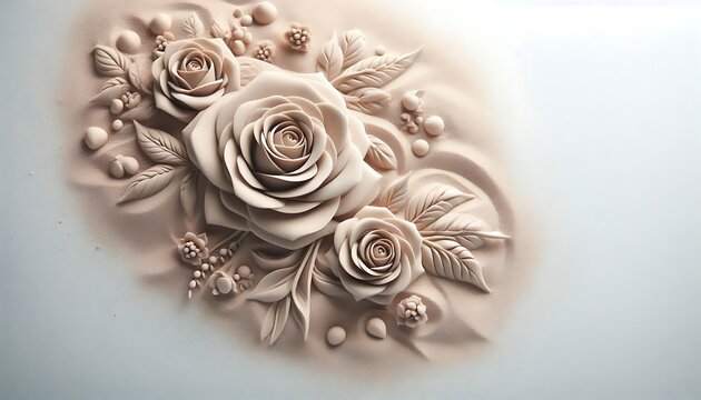 illustration with flowers made of sand with generative AI technology