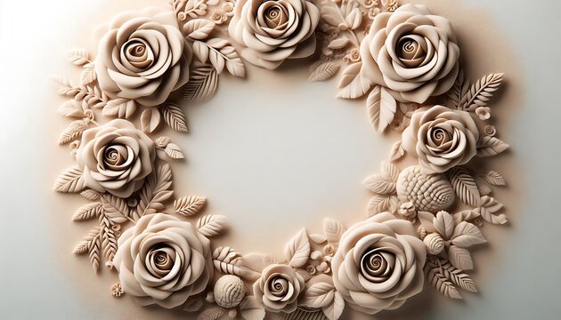 illustration with flowers made of sand with generative AI technology