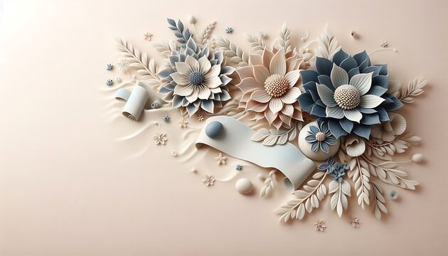 illustration with flowers made of sand with generative AI technology