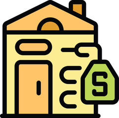 Poster - Simple icon of a house with a price tag, representing the concept of buying or selling property