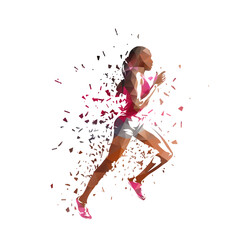 Poster - Run, running woman, isolated vector silhouette. Side view. Female runner