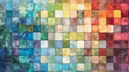 Abstract Mosaic of Color Blocks, Artistic Tile, Palette , Wall Art