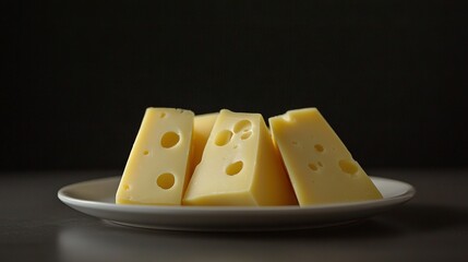 Sticker -  A white plate with cheese slices rests atop a black table, alongside another white plate bearing cheese stacked upon cheese