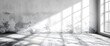 © Helois - Empty room with window and sunlight casting shadows.
