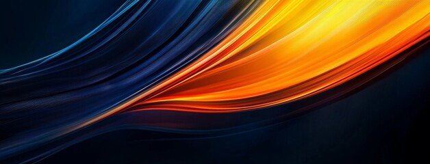 Grainy background glowing color flow wave, orange blue yellow black dark backdrop noise texture banner poster header design