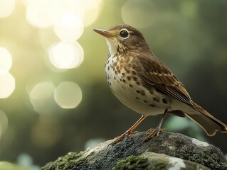 Wall Mural - A Close-Up of a Songbird Perched on a Rock