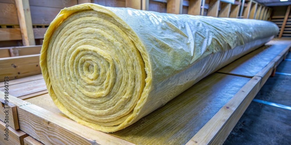 shipping,thermal insulation, material, storage, roll, A bird s eye view of a roll of thermal insulation material packaged for shipping and storage