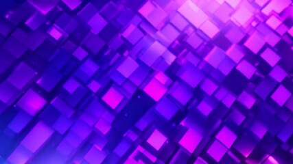 Poster - abstract blue background with glowing squares. Vector illustration for your design, Random background in blue and purple with copy space