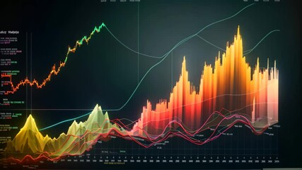 Poster - abstract background with a glowing forex chart, 3d render, Show a stock chart, growth curve, graph, uptrend, and chart explosion