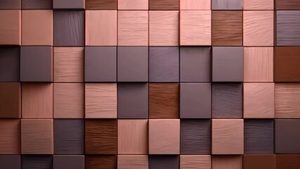 Poster - Wooden cubes background. 3d rendering, 3d illustration, Square, soft sheen wall background with tiles in 3D, tile wallpaper with wood