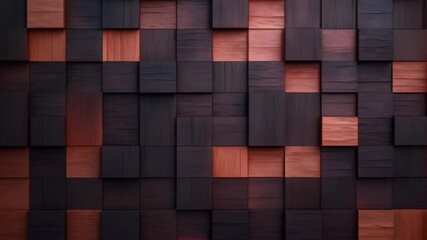 Poster - Wooden texture with natural patterns. Abstract background. 3d rendering, Square, soft sheen wall background with tiles in 3D, tile wallpaper with wood