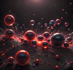 Wall Mural - Red Bubble orb marbles 