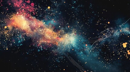 Wall Mural - Abstract Cosmic Nebula with Glittering Stars and Swirling Colors