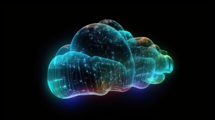 Neon communication cloud. Abstract data wireless transfer. Music and technology. Internet business 