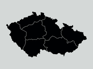 Wall Mural - czech republic map with regions isolated on white background. Map of czech republic. Vector illustration