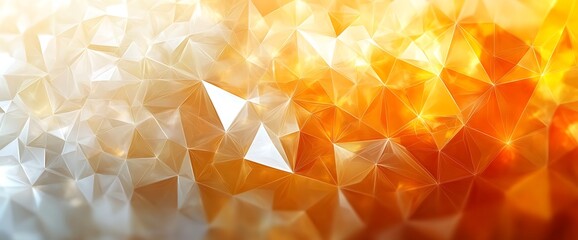 Sticker - Abstract geometric background with white and orange triangles.