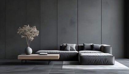 Wall Mural - Refined Minimalism with Dark Charcoal Gray Background and Matte Finish for Contemporary Aesthetics