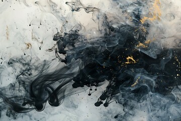 Aufkleber - Abstract background of black ink in water. Ink swirling in water