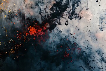 Aufkleber - Abstract background of black ink in water. Ink swirling in water