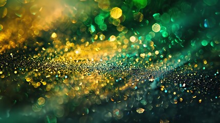 Poster - Gold and green glittering background.