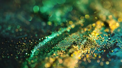 Poster - Gold and green glittering background.