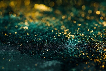 Poster - Gold and green glittering background.