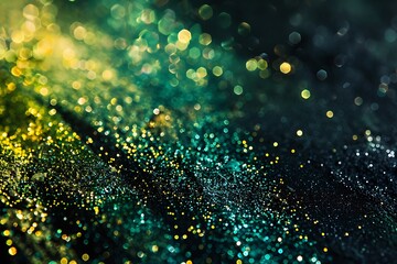 Poster - Gold and green glittering background.