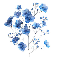 Wall Mural - delicate blue flowers on black background