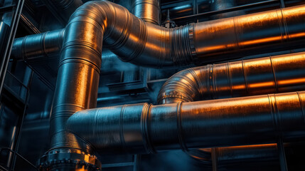  Gleaming Metallic Pipes in an Industrial Complex