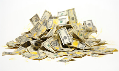 Pile of US Dollar Bills: Wealth and Financial Success