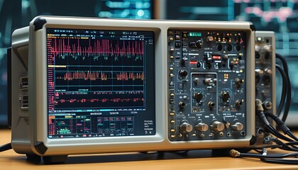 Wall Mural - Intricate Oscilloscope Waveforms Capturing the Essence of Electronic Engineering and Data Analysis