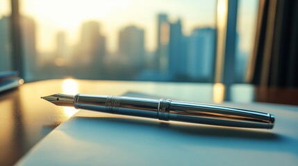 silver attorney pen on an office desk