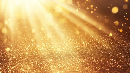 A golden surface with a blurred bokeh and sunlight beaming through it