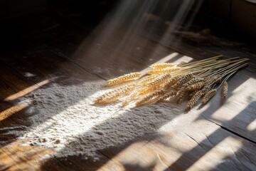 A modern silhouette of a flour mill processing wheat