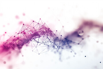 Poster - A dynamic and colorful wallpaper showcases an intricate web of lines and nodes, blending pink and purple tones against a gentle white backdrop, ideal for modern digital spaces