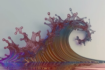 Poster - This artwork features a dynamic abstract wave, characterized by swirling colors and detailed shapes, evoking a sense of movement and fluidity in a visually captivating environment