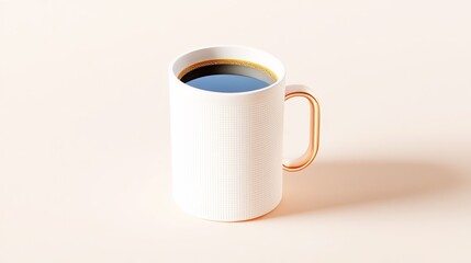 An Elegant White Coffee Mug Featuring Rich Black Coffee on a Soft Neutral Background