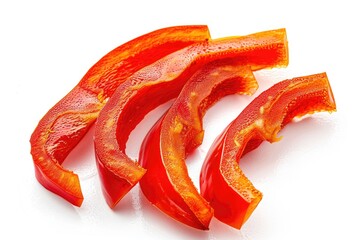 Poster - Fresh sliced red peppers on a white surface