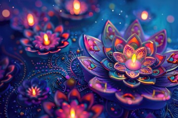 Poster - A group of lit candles sitting on top of a table, ready for use or decoration