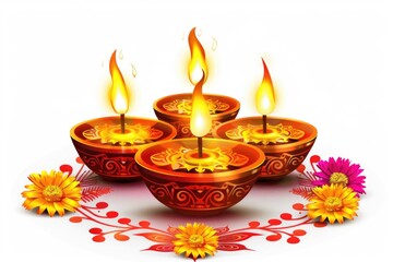 Poster - Group of candles surrounded by fresh flowers