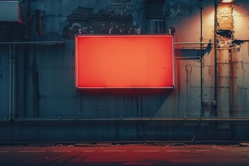 Aufkleber - A red warning sign on a wall in a dark room, perfect for indicating danger or caution