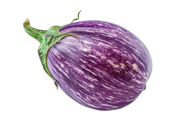 Poster - A single purple eggplant sitting on a white background