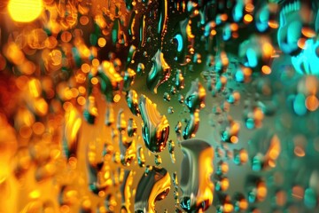 Poster - Close-up of raindrops on a window, great for weather or nature-themed projects