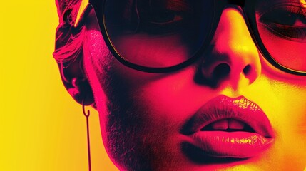 Wall Mural - A close-up shot of a person wearing sunglasses, suitable for use in portraits or profiles